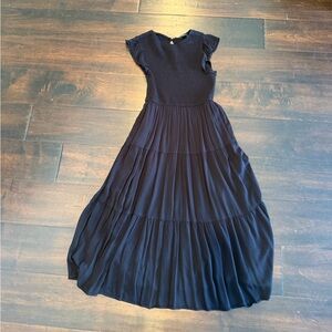 Smocked Black Maxi Dress - Small